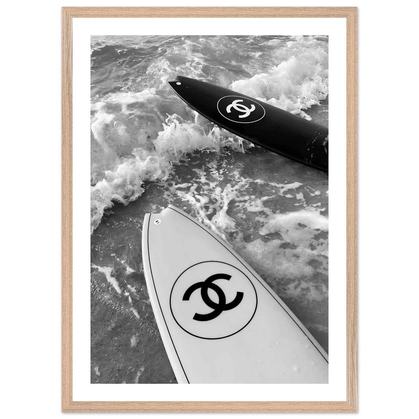 Tableau Chanel Noir et Blanc Surf Minimaliste - The Art Avenue