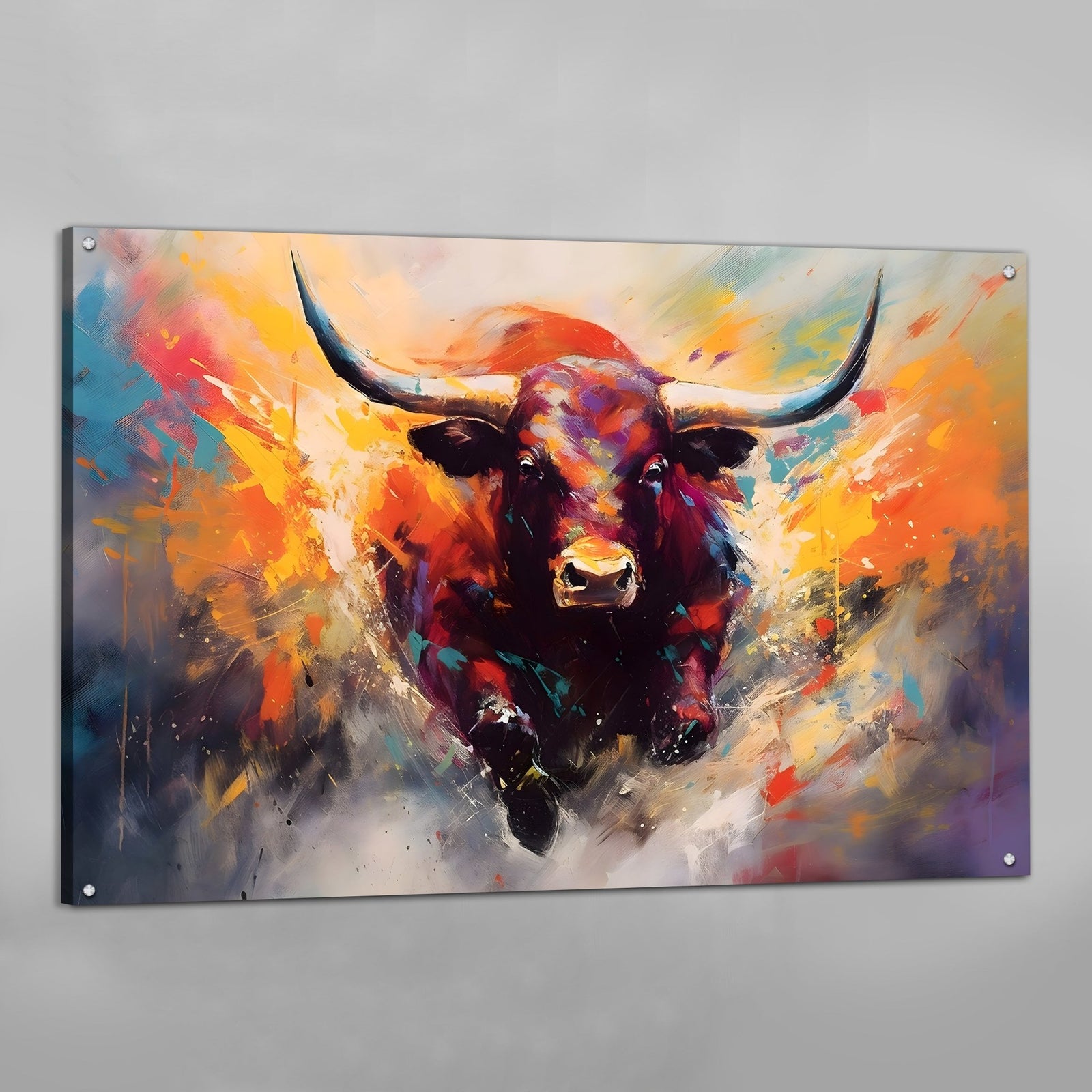 Tableau Coloré Taureau - The Art Avenue