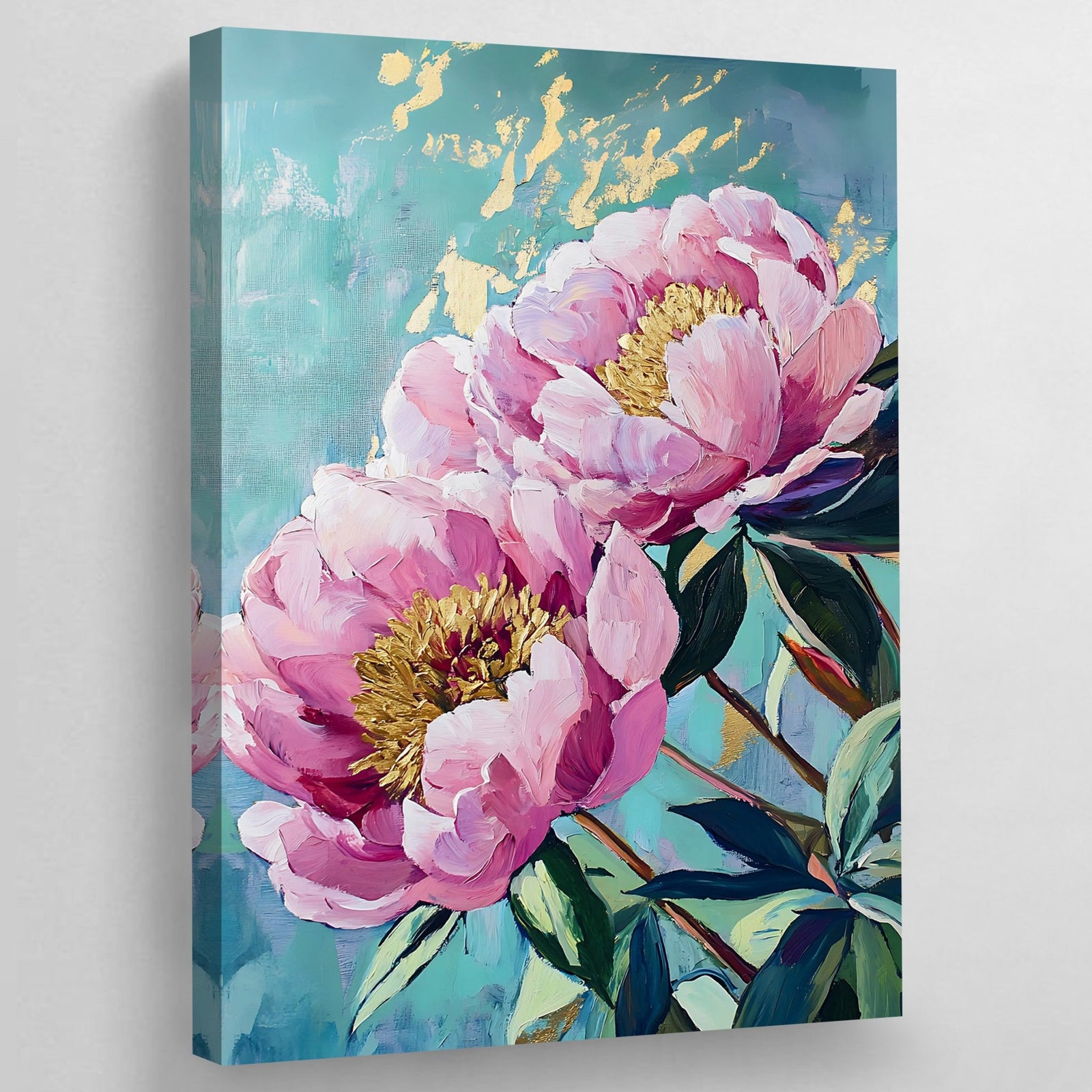 Tableau Fleurs Turquoise et Or - The Art Avenue