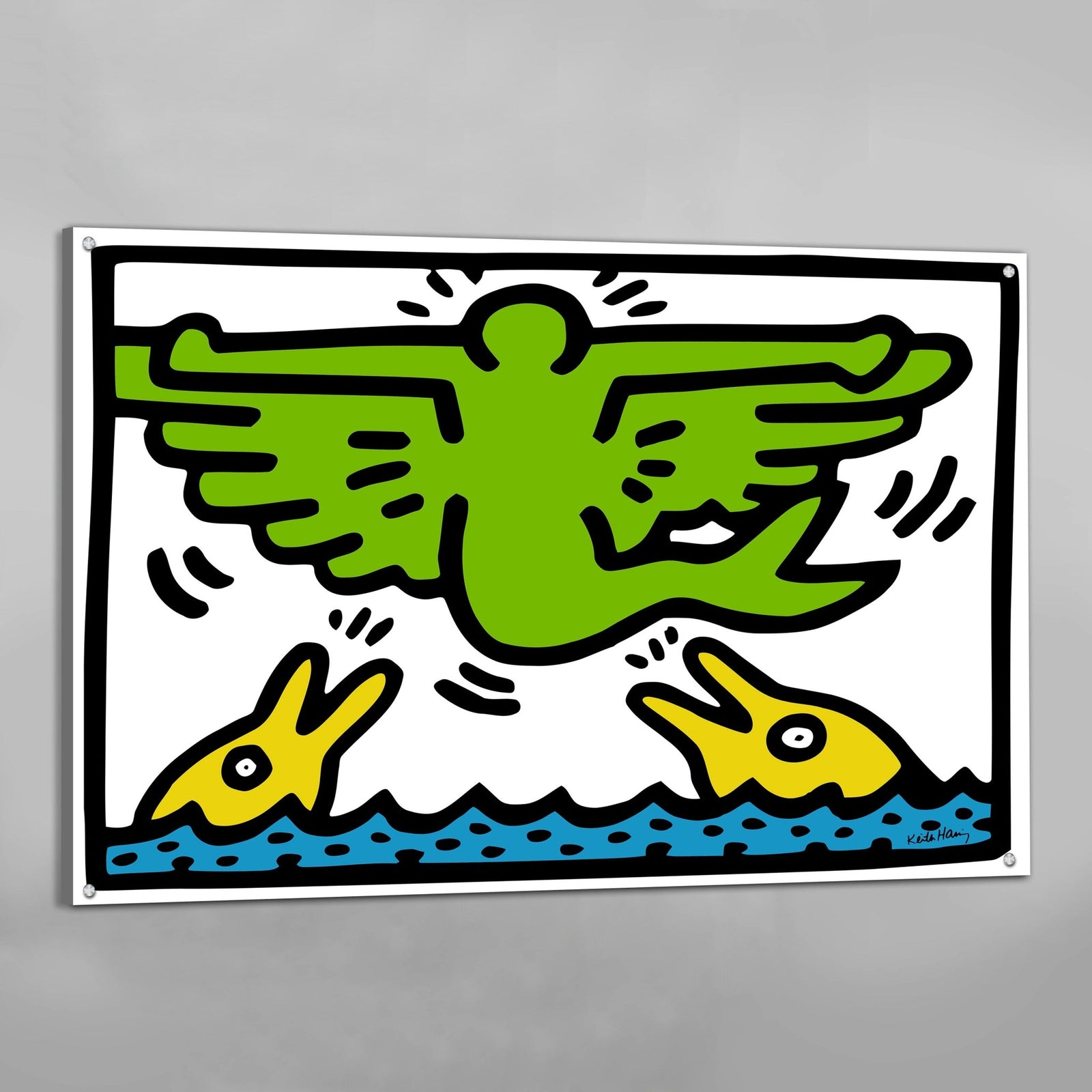 Tableau Keith Haring Dolphin Flying Angel - The Art Avenue