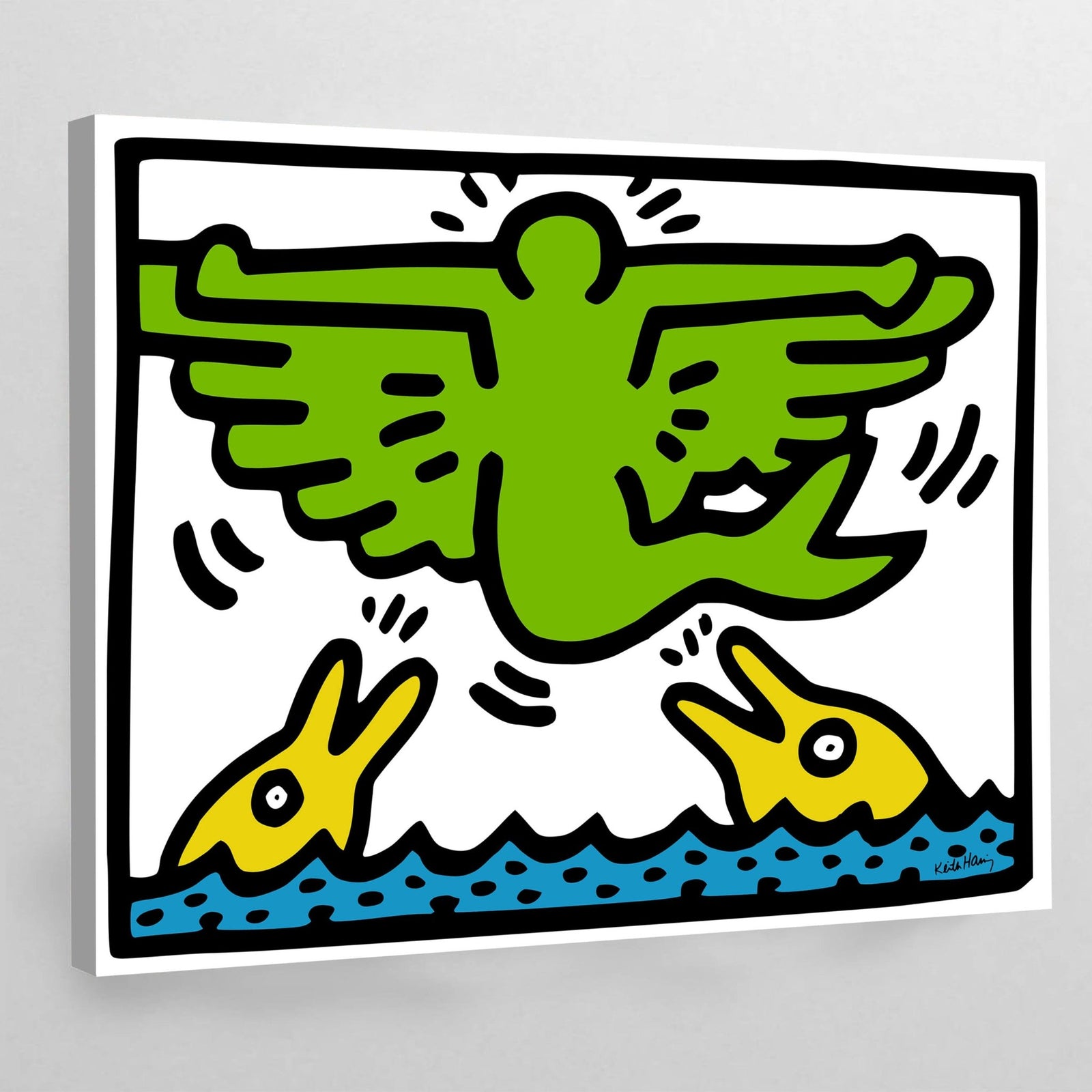 Tableau Keith Haring Dolphin Flying Angel - The Art Avenue