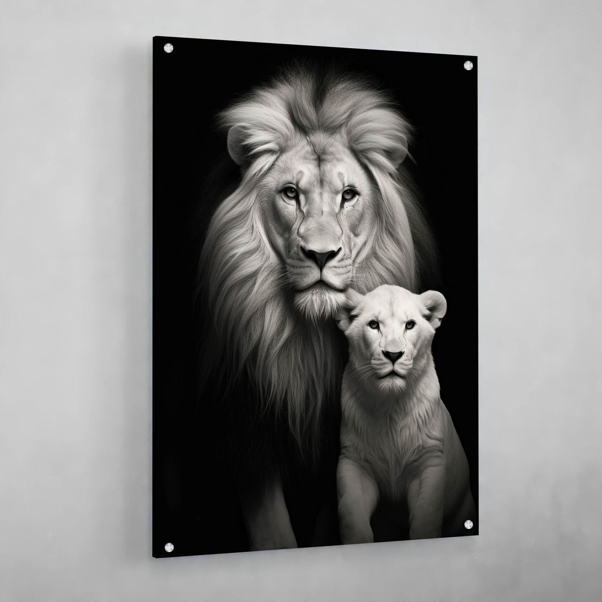 Tableau Lion et Lionne Noir et Blanc - The Art Avenue