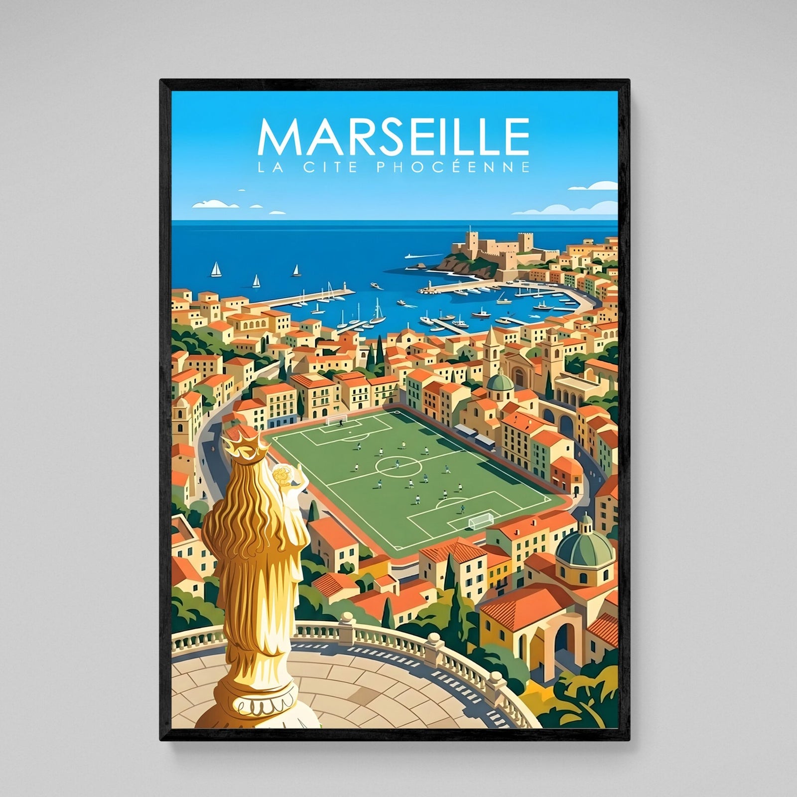 Tableau Marseille Vieux - Port et Notre - Dame de la Garde - The Art Avenue