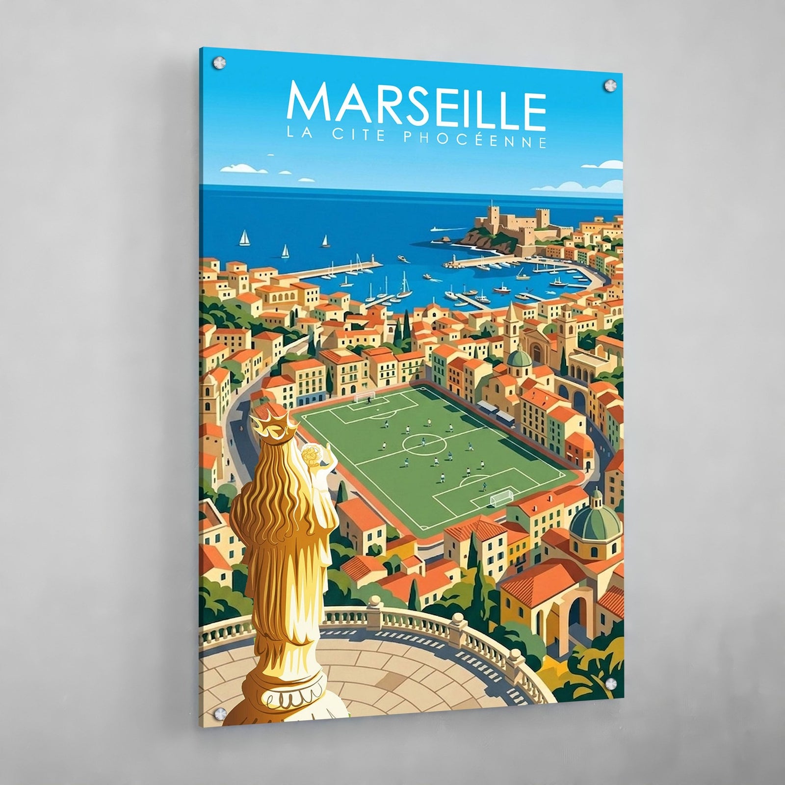 Tableau Marseille Vieux - Port et Notre - Dame de la Garde - The Art Avenue