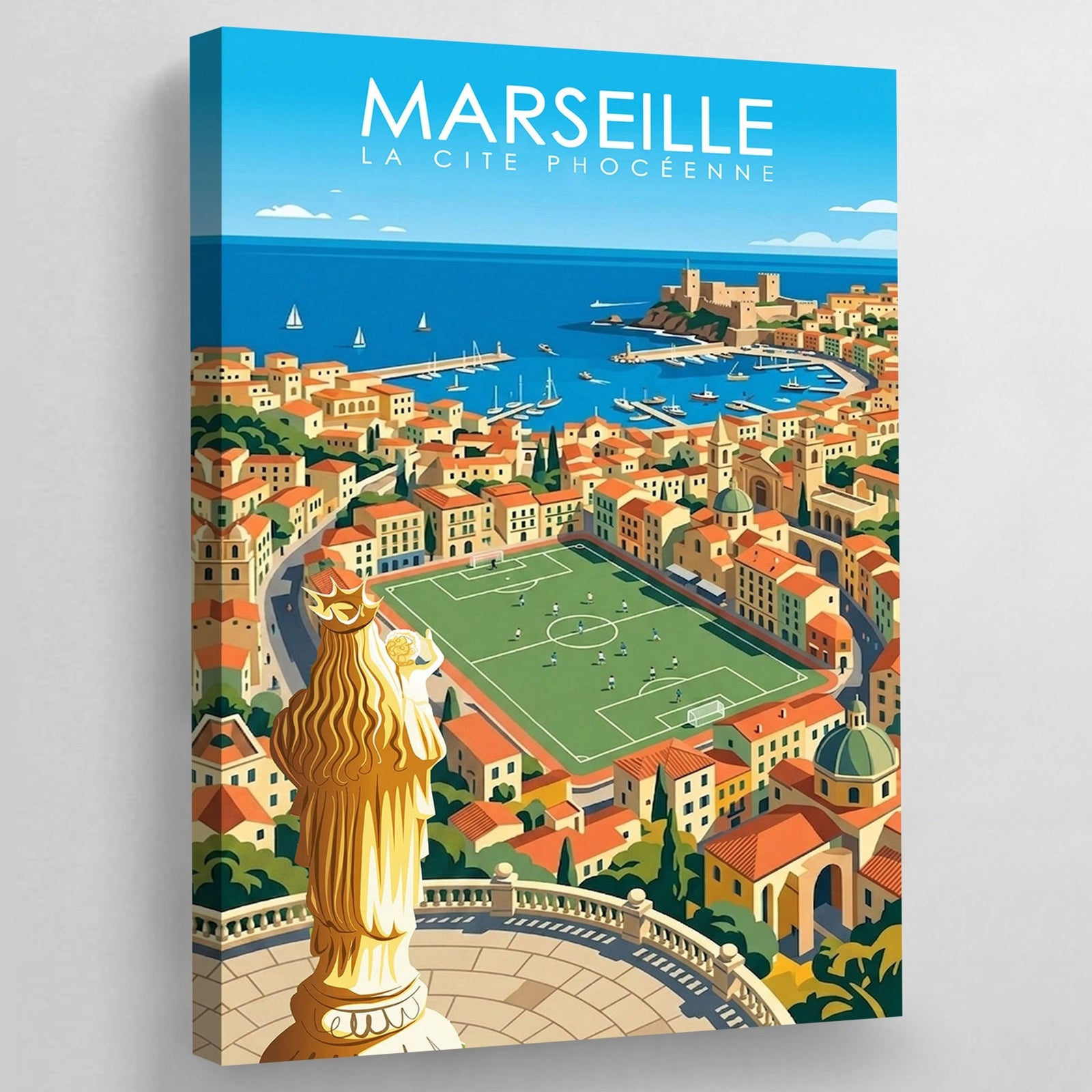 Tableau Marseille Vieux - Port et Notre - Dame de la Garde - The Art Avenue