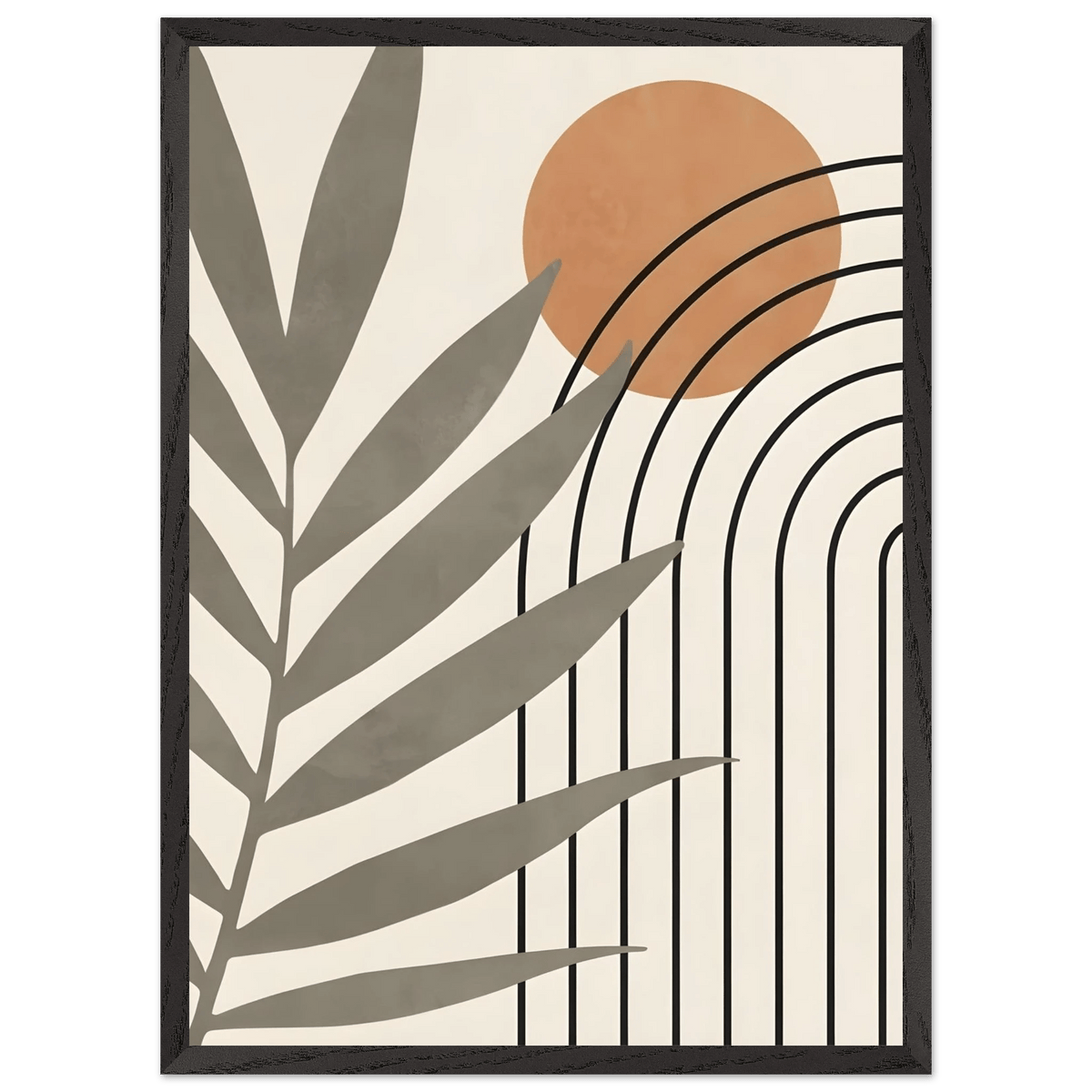 Tableau Minimaliste Feuille & Soleil Abstrait - The Art Avenue