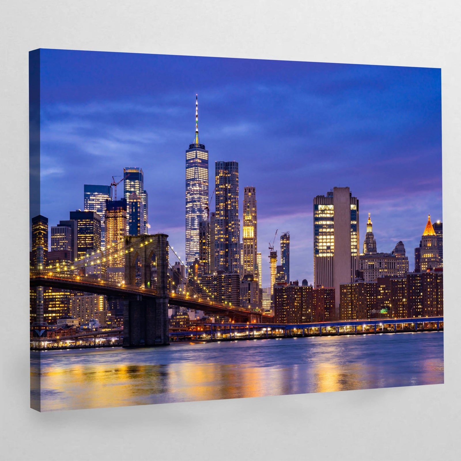 Tableau New York Brooklyn Bridge Skyline Nuit - The Art Avenue