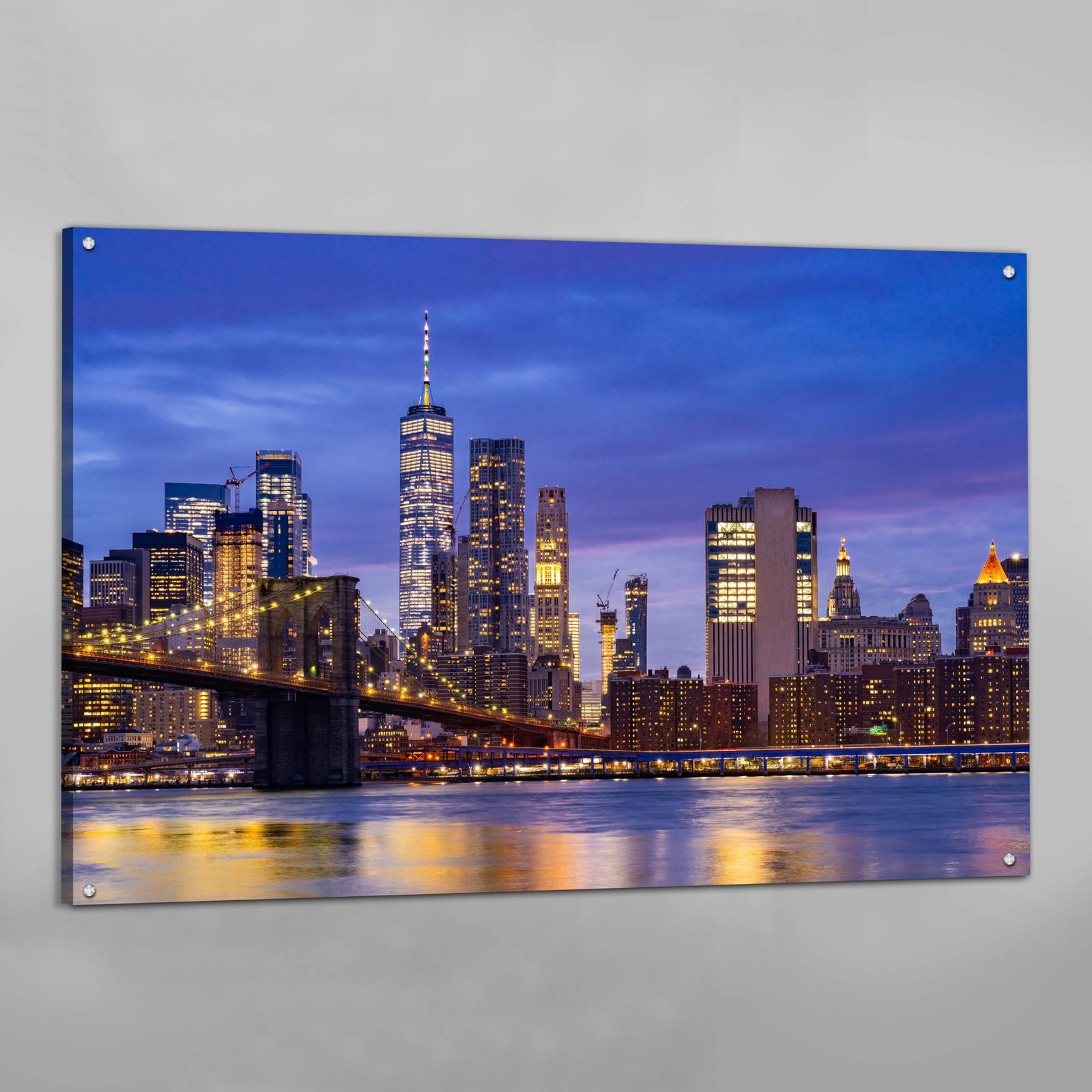 Tableau New York Brooklyn Bridge Skyline Nuit - The Art Avenue