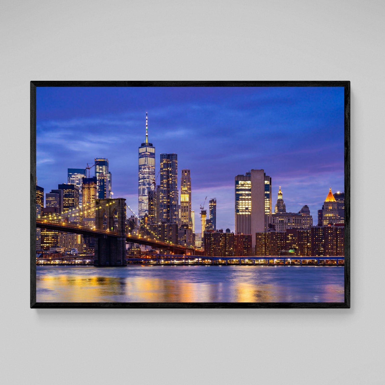 Tableau New York Brooklyn Bridge Skyline Nuit - The Art Avenue