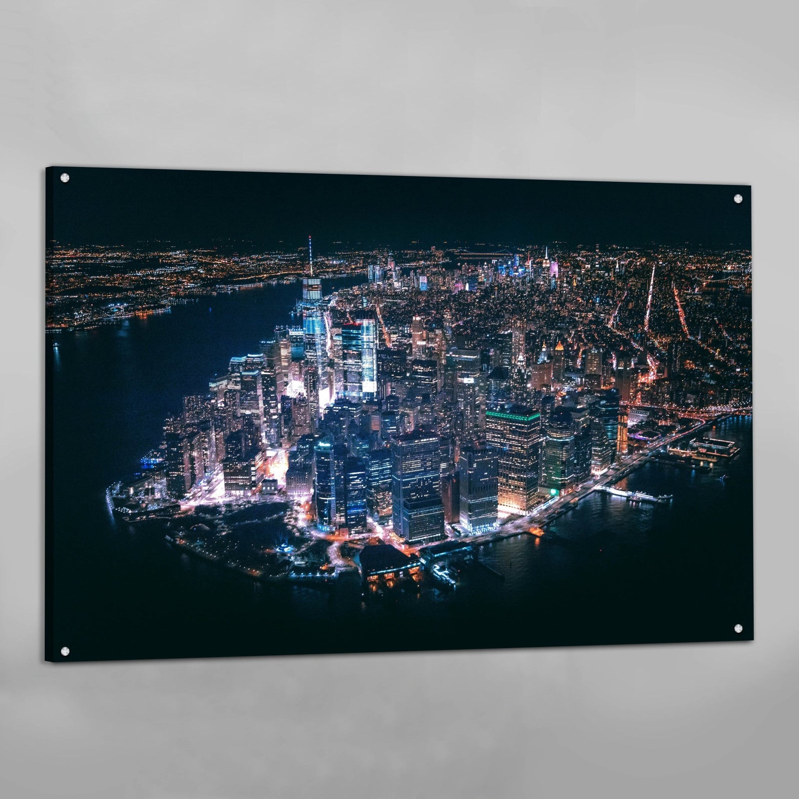 Tableau New York Manhattan Vue Aérienne Nuit - The Art Avenue