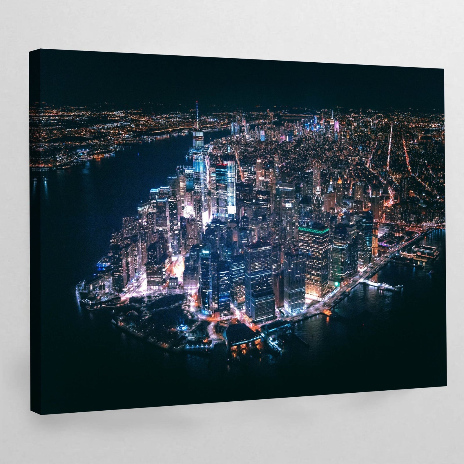 Tableau New York Manhattan Vue Aérienne Nuit - The Art Avenue