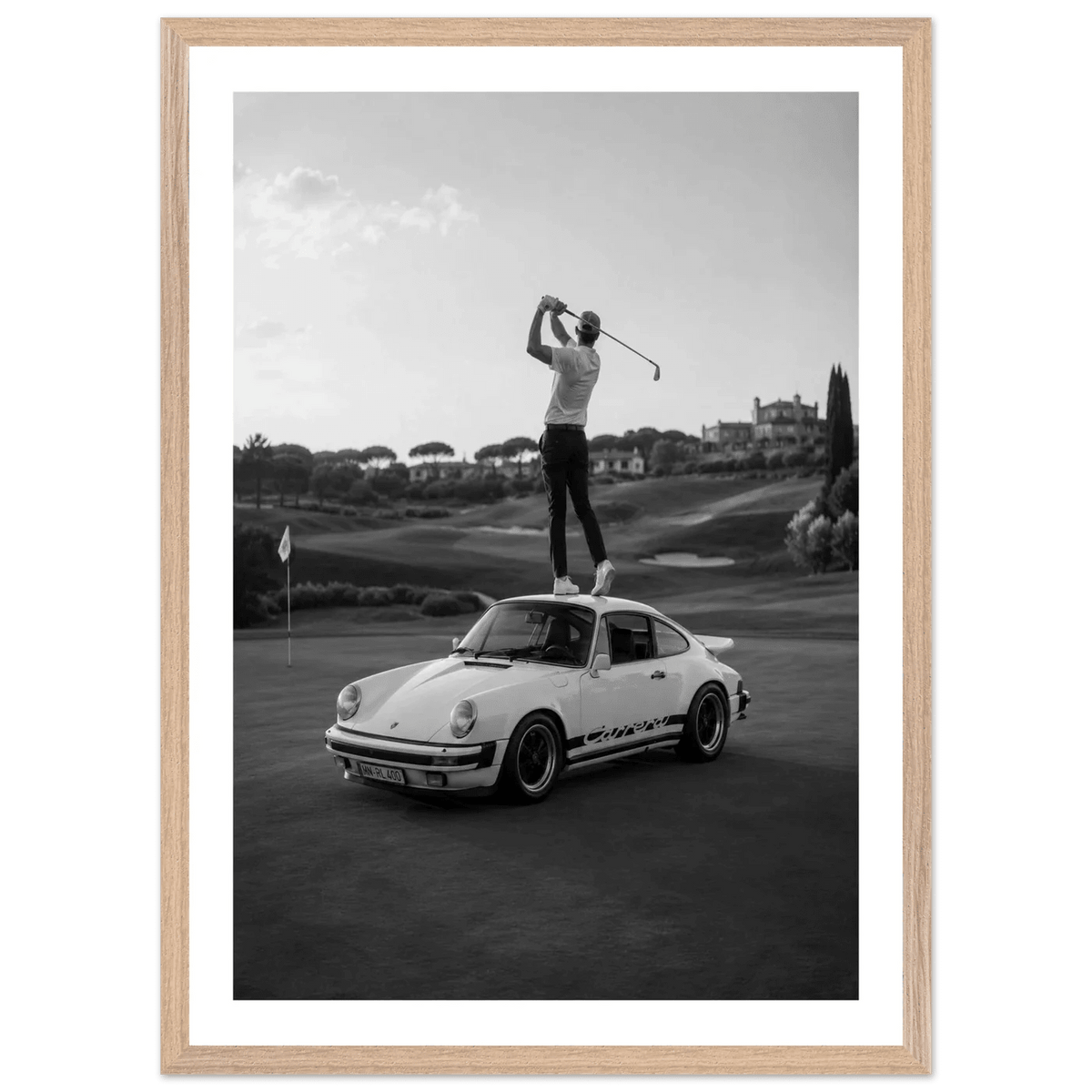 Tableau Noir et Blanc Porsche Carrera Golf - The Art Avenue