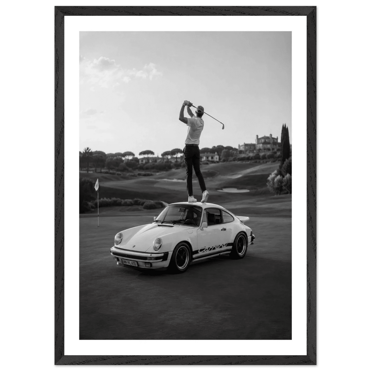 Tableau Noir et Blanc Porsche Carrera Golf - The Art Avenue