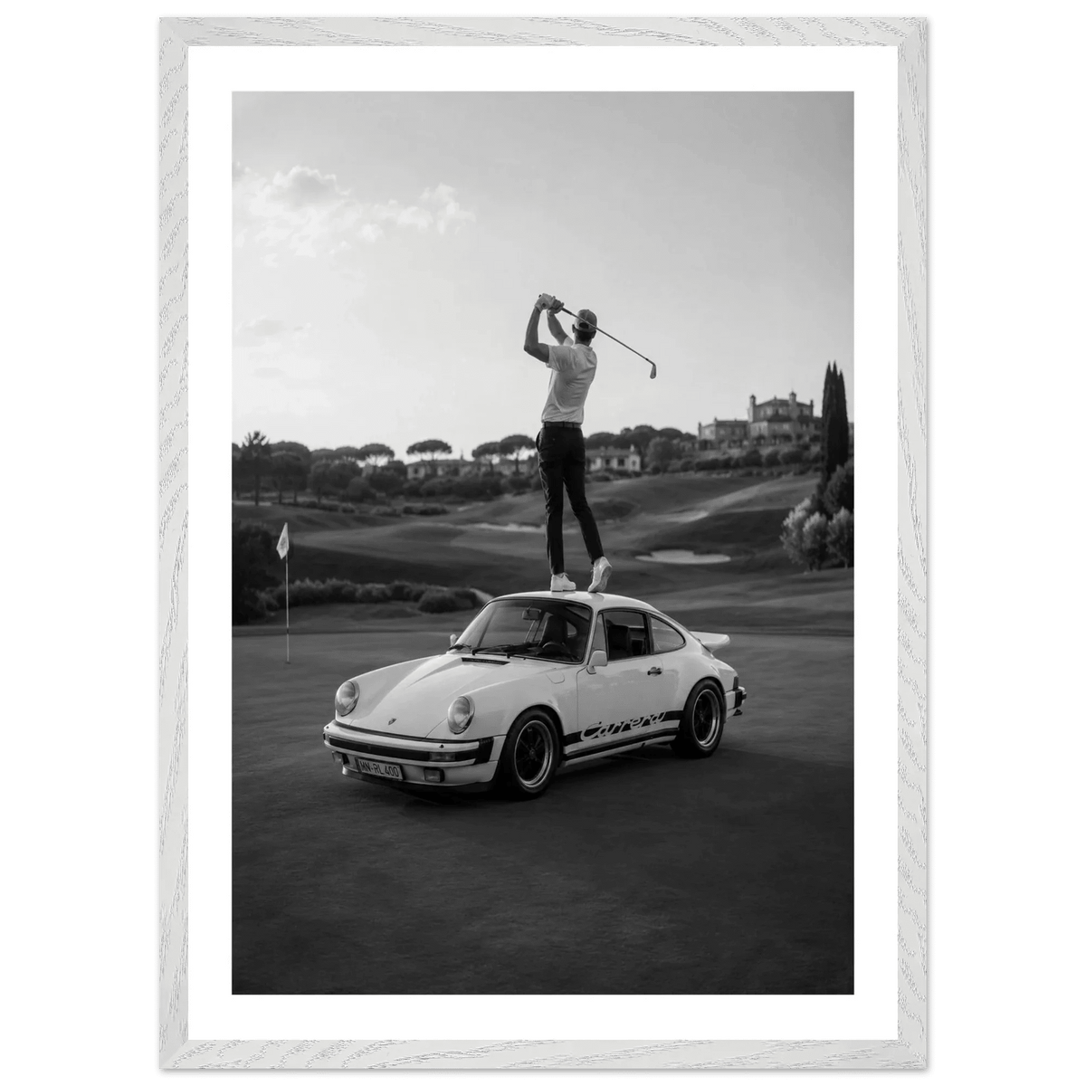 Tableau Noir et Blanc Porsche Carrera Golf - The Art Avenue