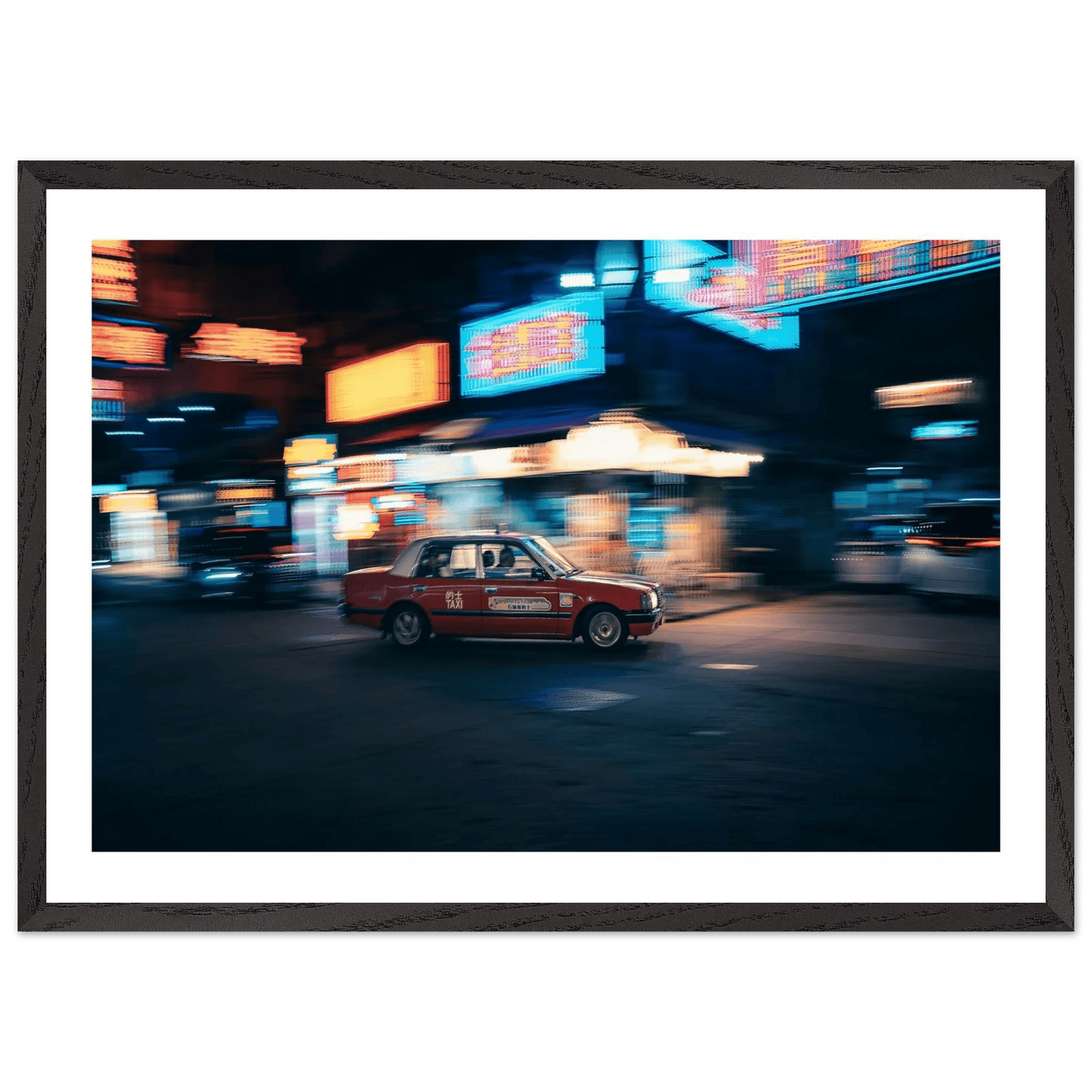 Tableau Photographie Taxi Rouge Nuit Urbaine Asiatique - The Art Avenue