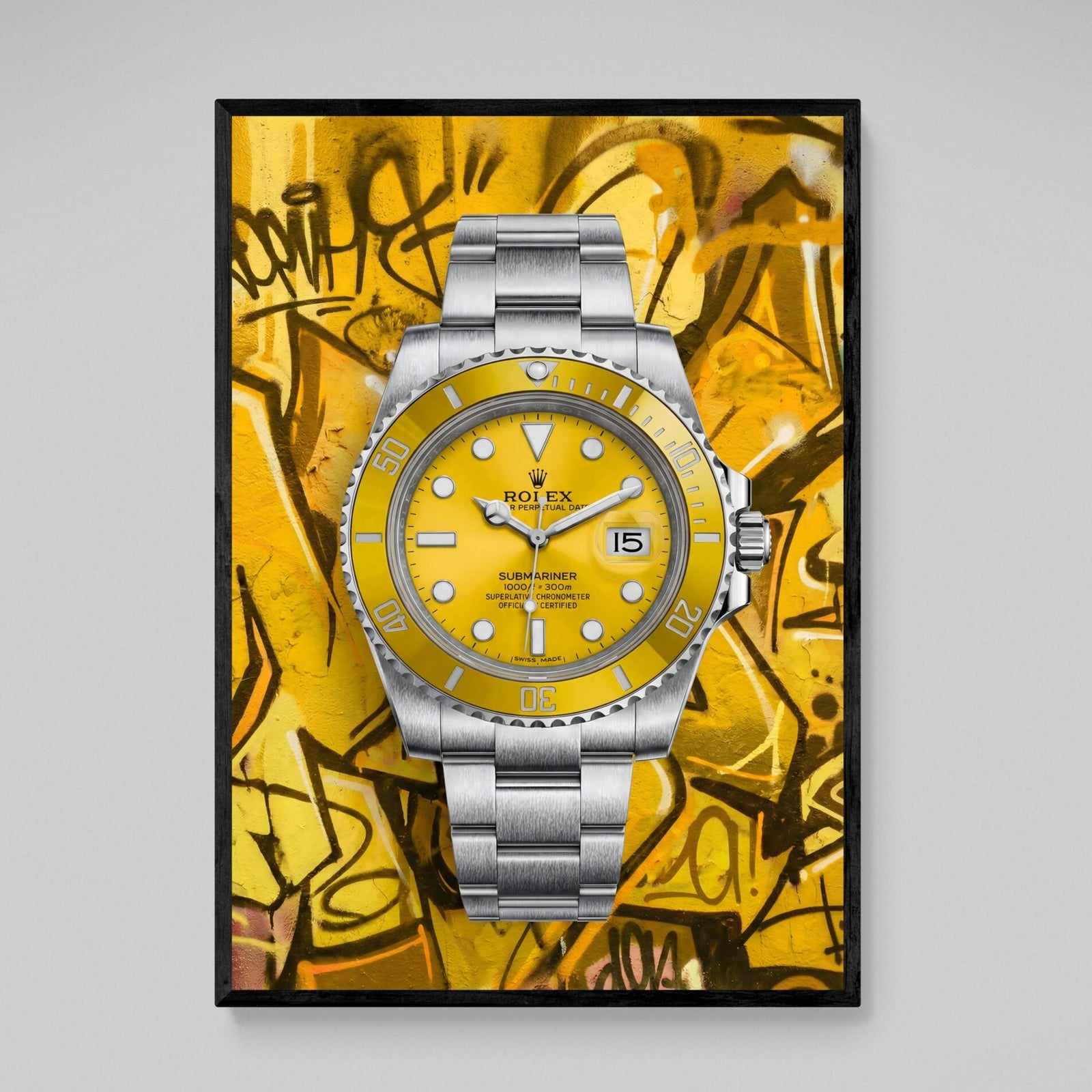 Tableau Rolex Graffiti Jaune - The Art Avenue
