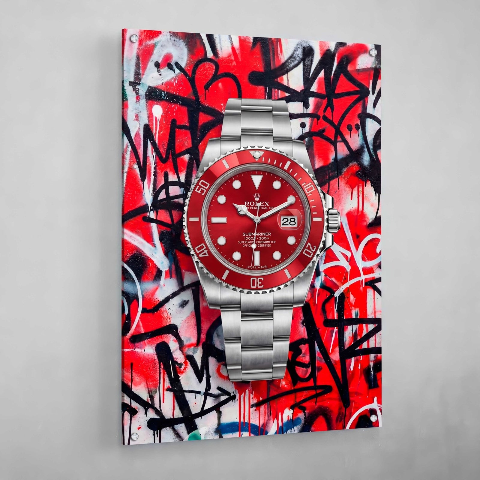 Tableau Rolex Graffiti Rouge - The Art Avenue