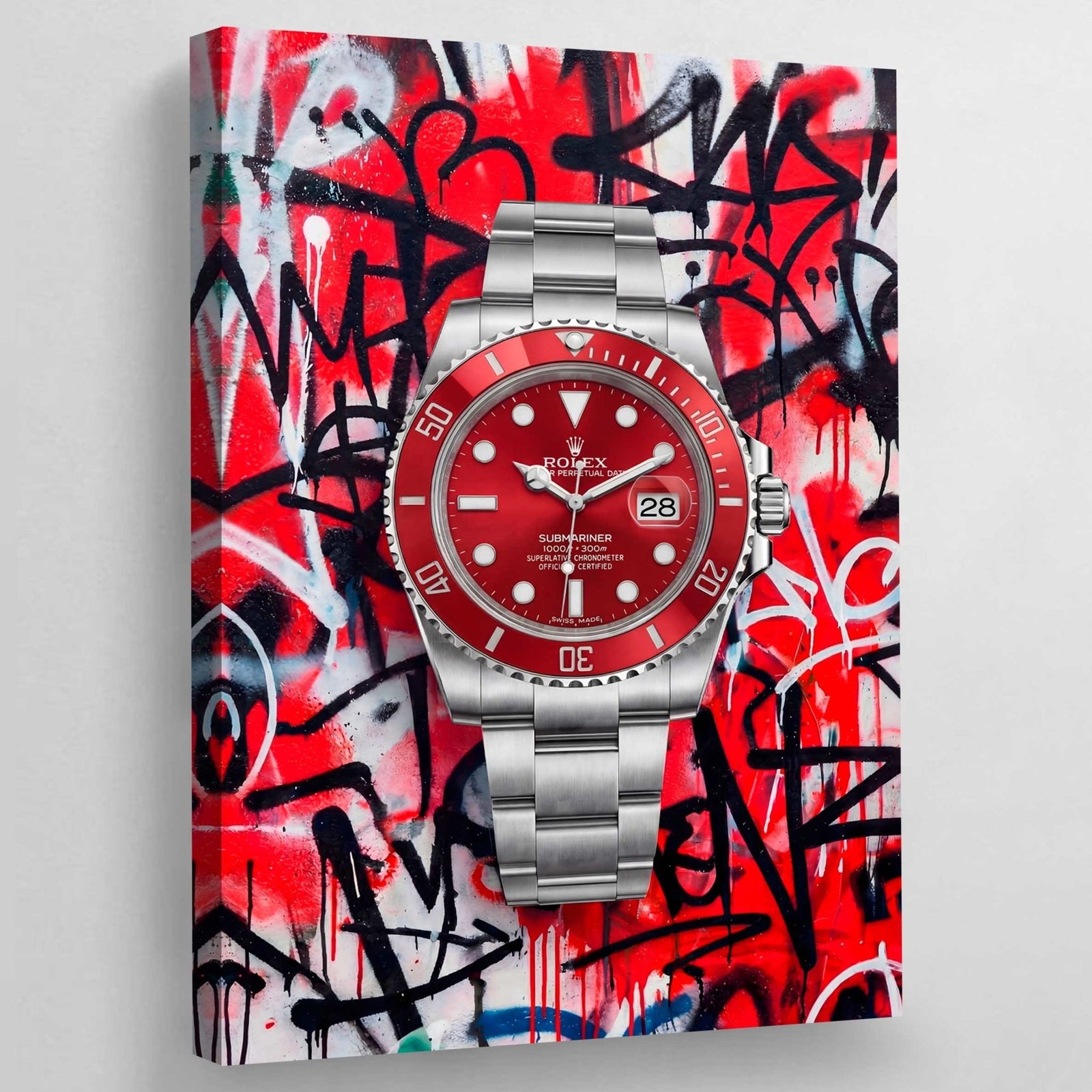 Tableau Rolex Graffiti Rouge - The Art Avenue