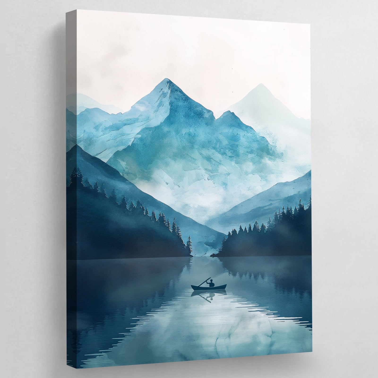Tableau Scandinave Aquarelle Montagne Bleu - The Art Avenue