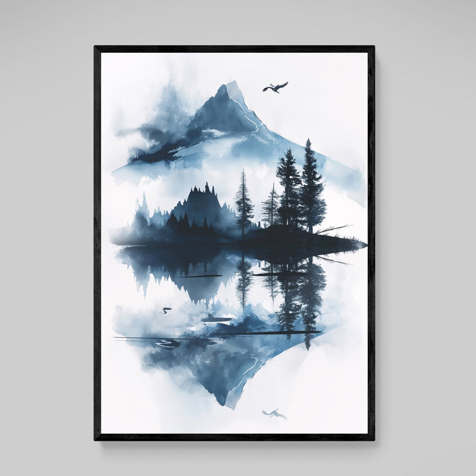 Tableau Scandinave Aquarelle Reflet Montagne - The Art Avenue