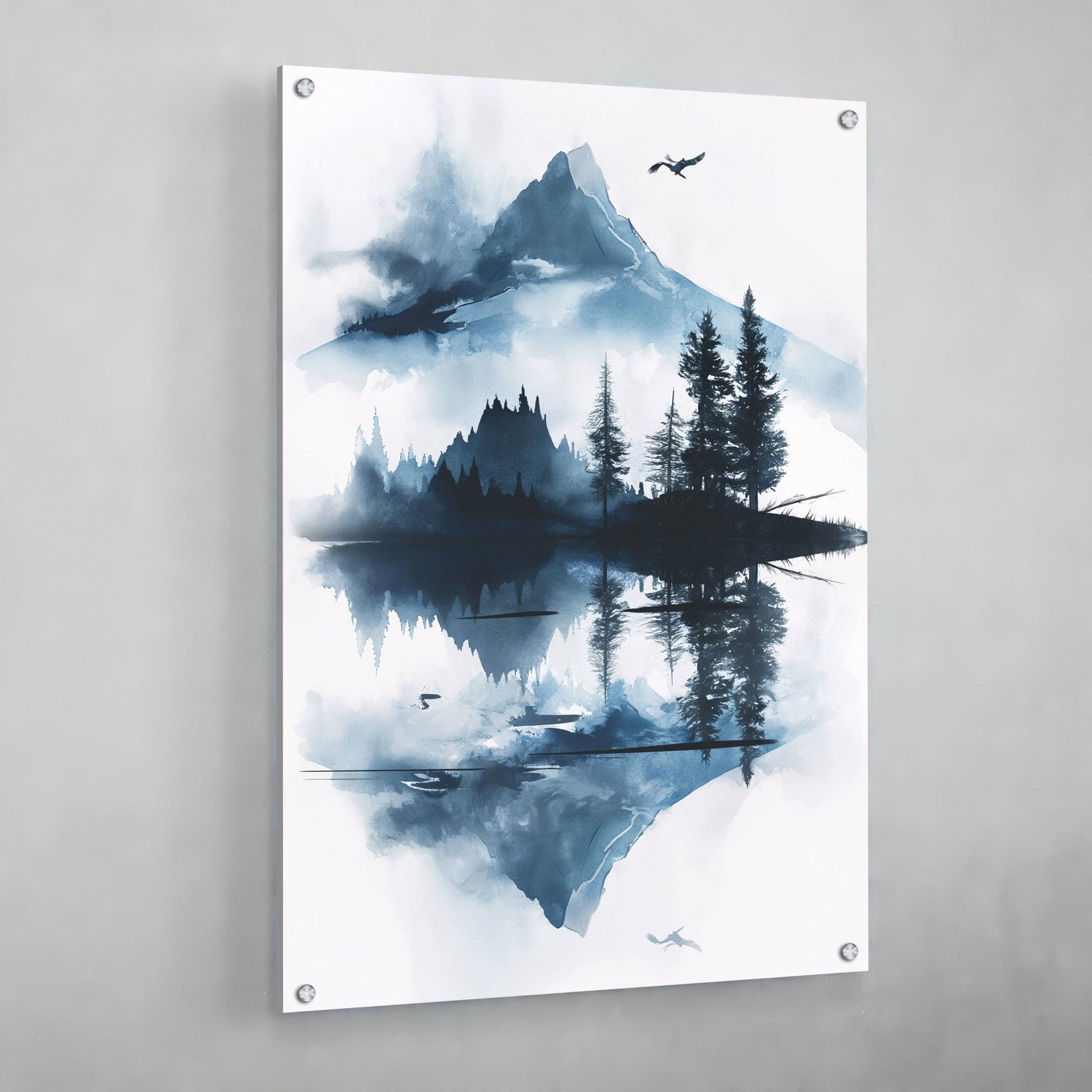 Tableau Scandinave Aquarelle Reflet Montagne - The Art Avenue