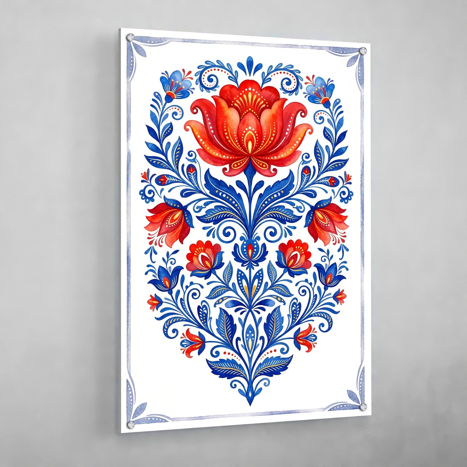 Tableau Scandinave Fleur Rouge Nordique - The Art Avenue