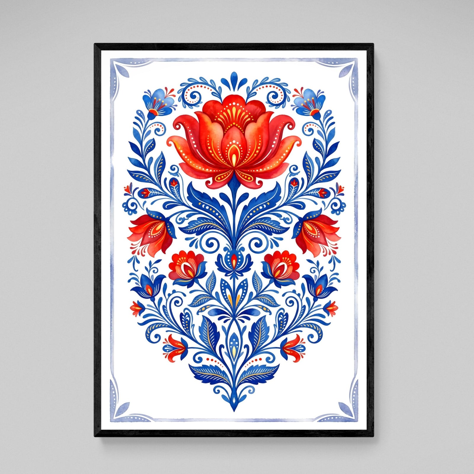 Tableau Scandinave Fleur Rouge Nordique - The Art Avenue