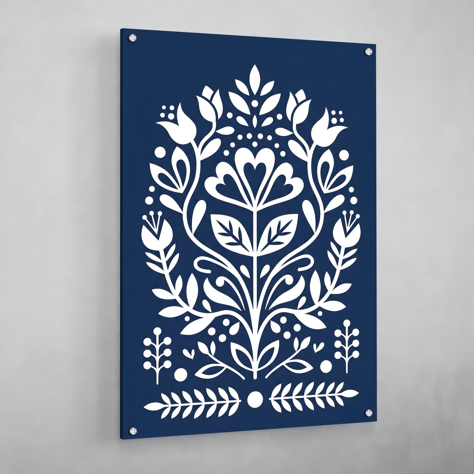 Tableau Scandinave Motif Floral Bleu - The Art Avenue