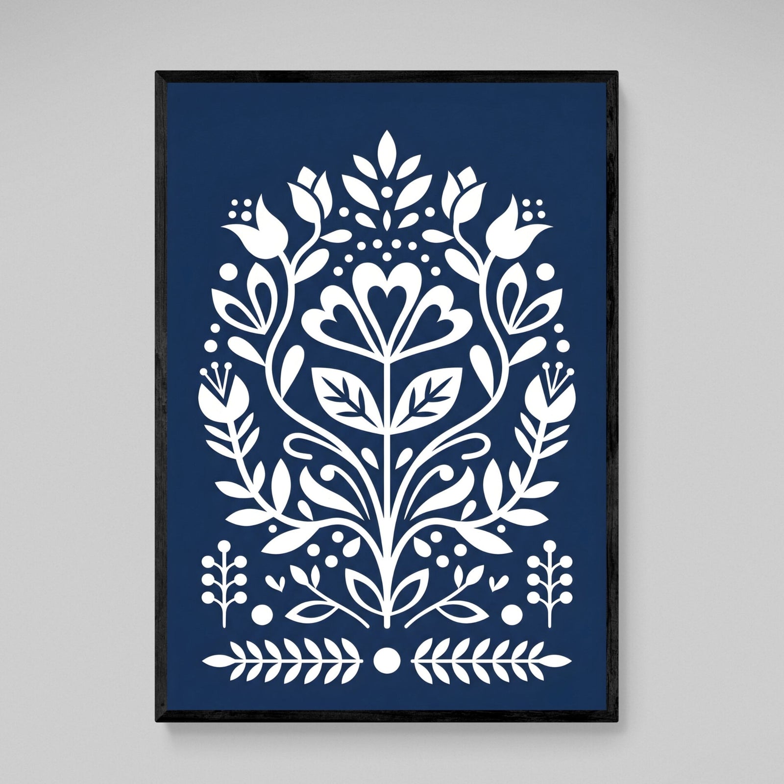 Tableau Scandinave Motif Floral Bleu - The Art Avenue