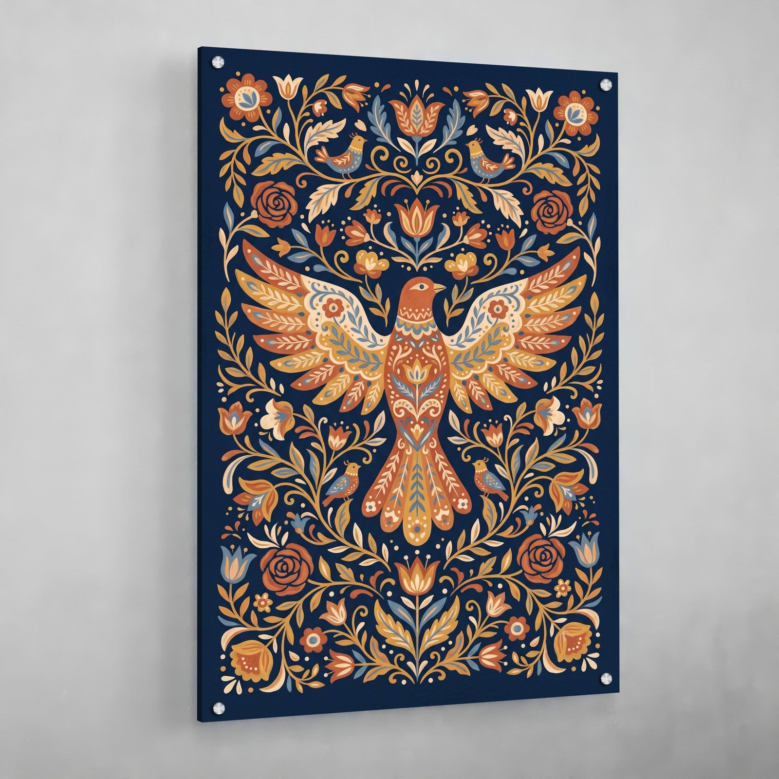 Tableau Scandinave Oiseau Floral Nordique - The Art Avenue