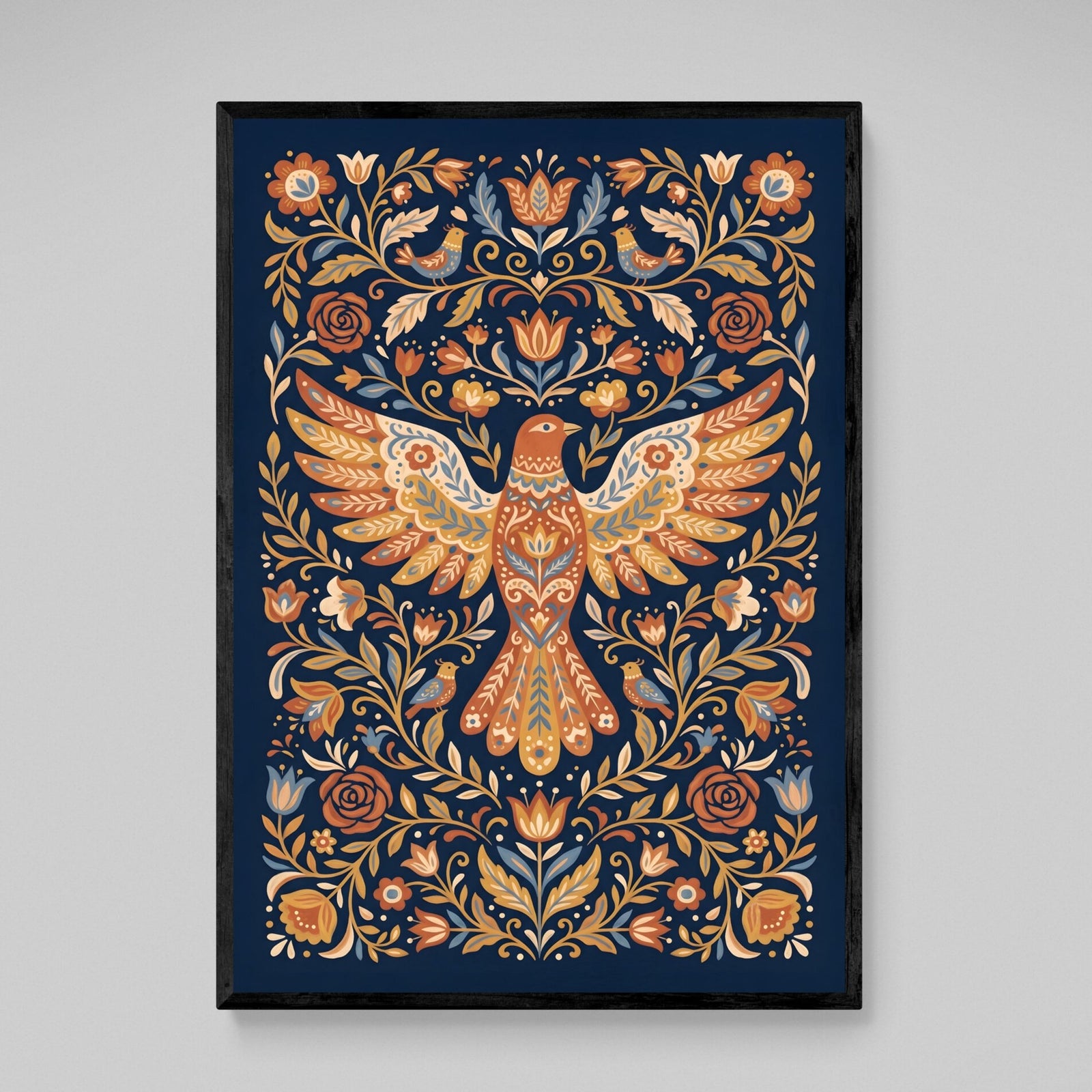 Tableau Scandinave Oiseau Floral Nordique - The Art Avenue