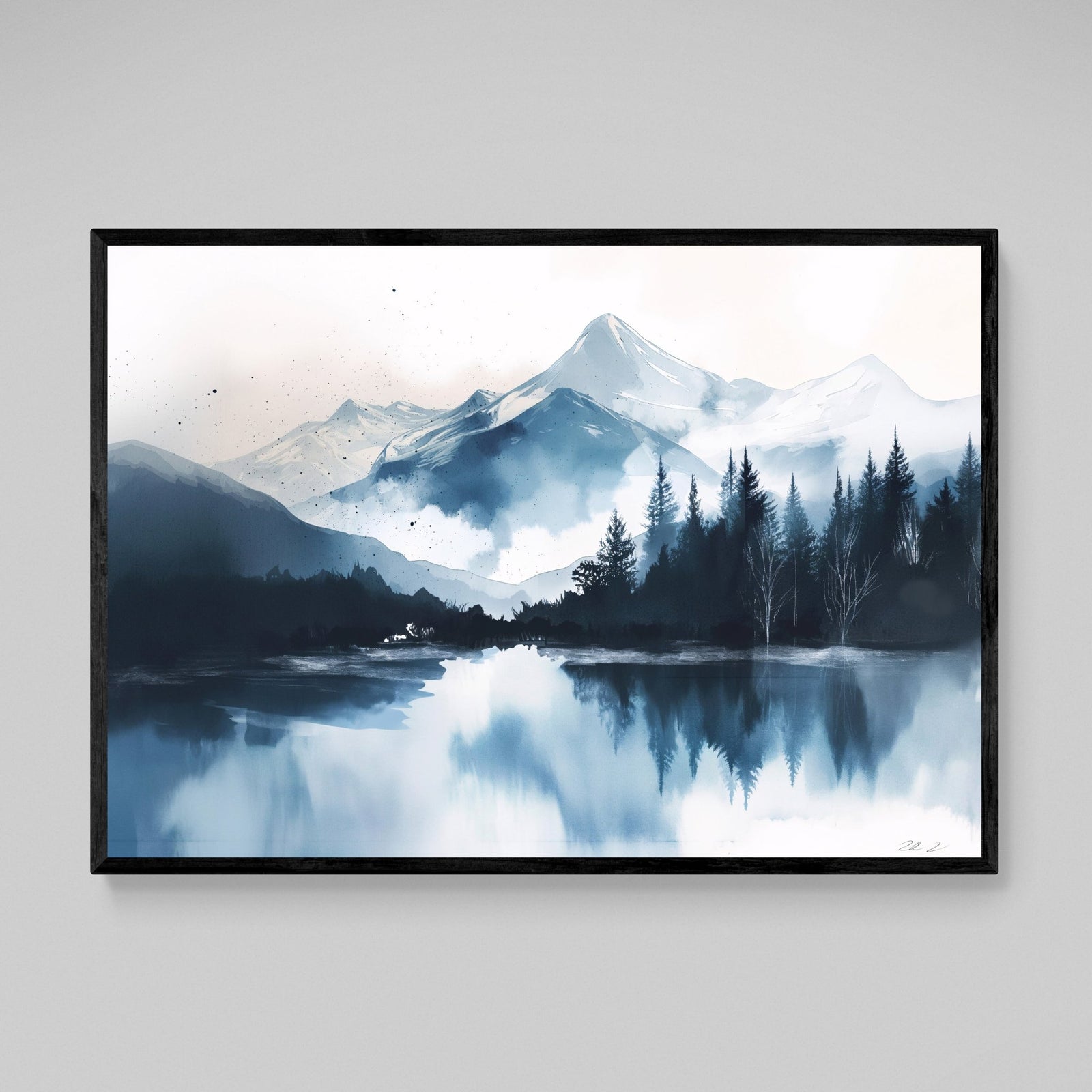 Tableau Scandinave Paysage Aquarelle Bleu - The Art Avenue