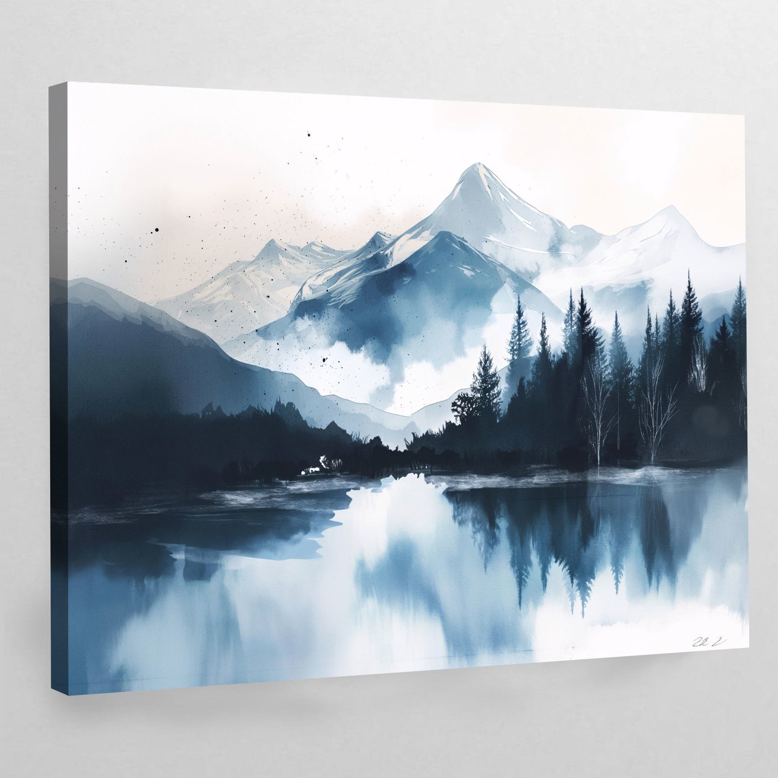 Tableau Scandinave Paysage Aquarelle Bleu - The Art Avenue