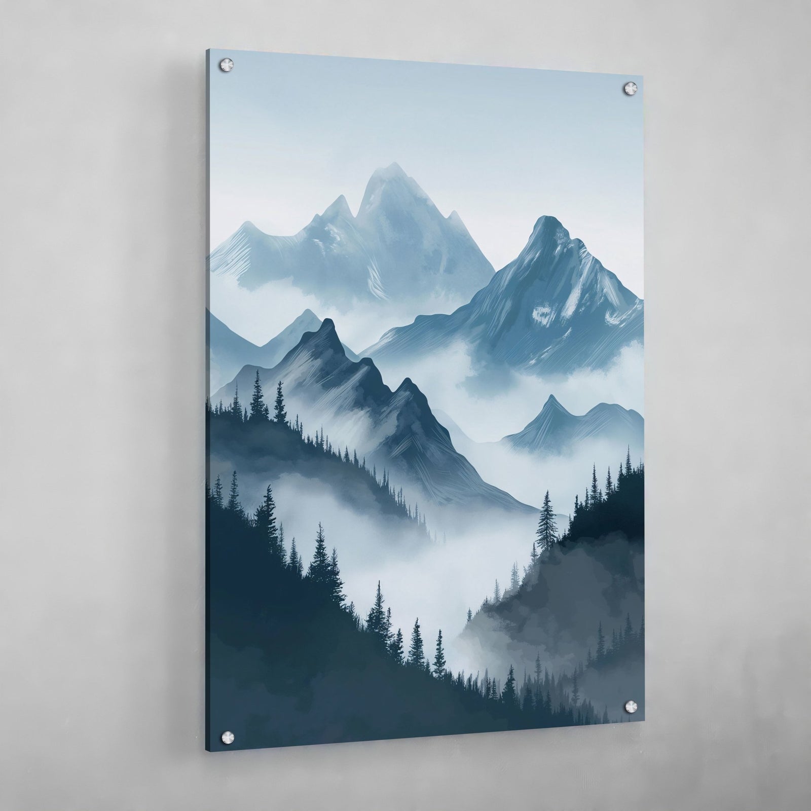 Tableau Scandinave Paysage Montagne Brume - The Art Avenue