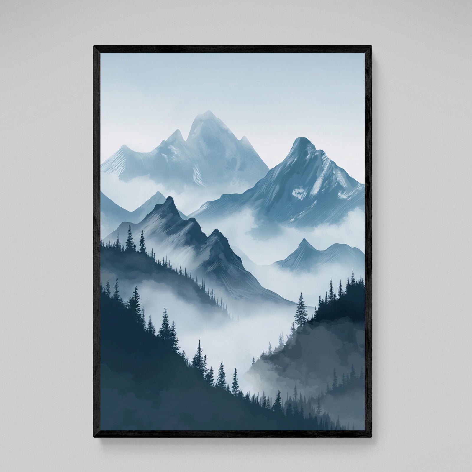 Tableau Scandinave Paysage Montagne Brume - The Art Avenue