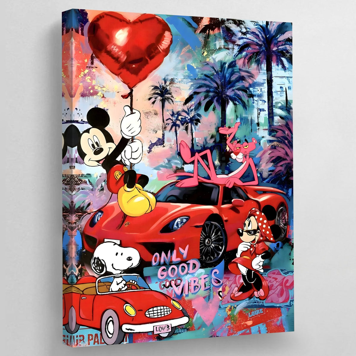 Tableau Street Art Mickey Panthère Rose - The Art Avenue