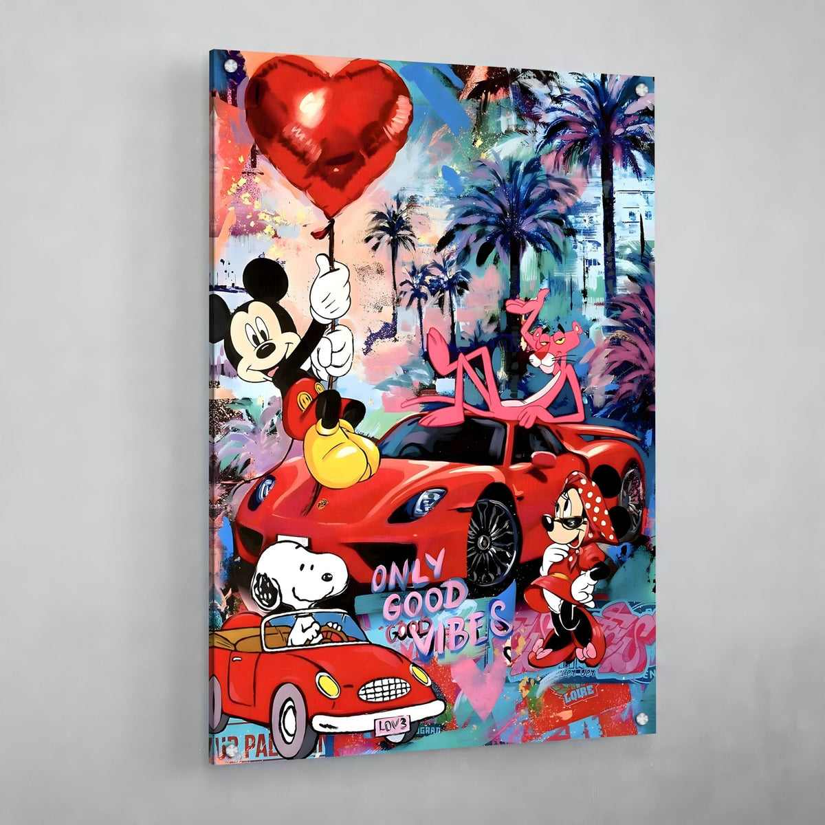 Tableau Street Art Mickey Panthère Rose - The Art Avenue