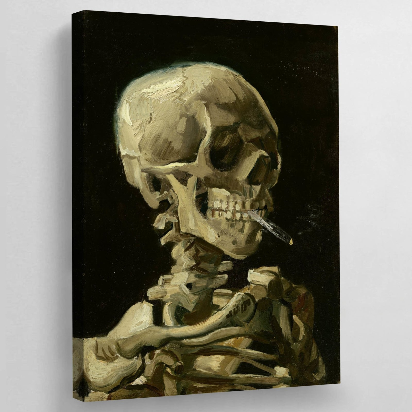 Tableau Van Gogh Crâne De Squelette Fumant Une Cigarette - The Art Avenue
