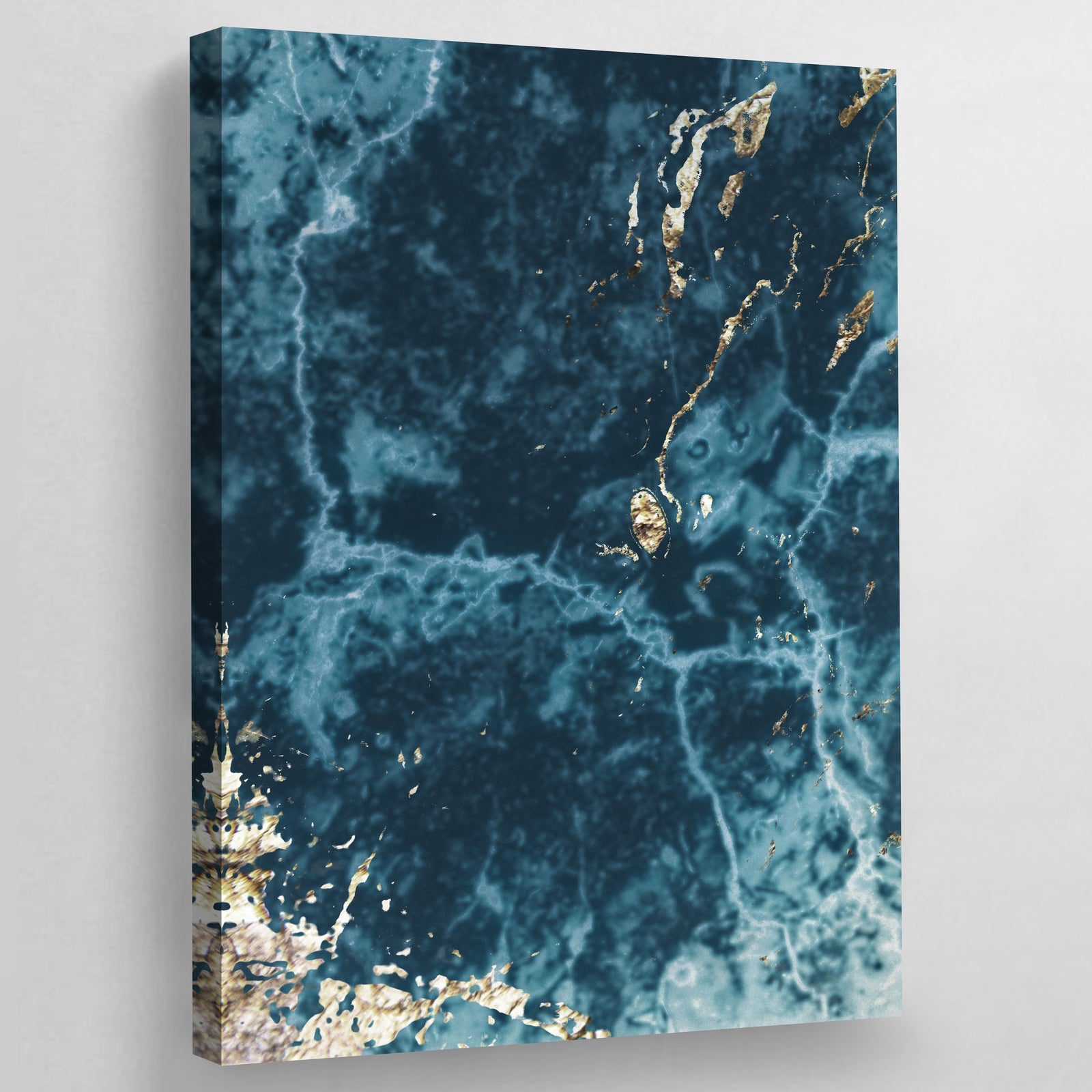 Tableau Bleu Marbre : Superbe œuvre d'art en marbre bleu sarcelle avec des accents dorés, parfaite pour une décoration intérieure moderne.