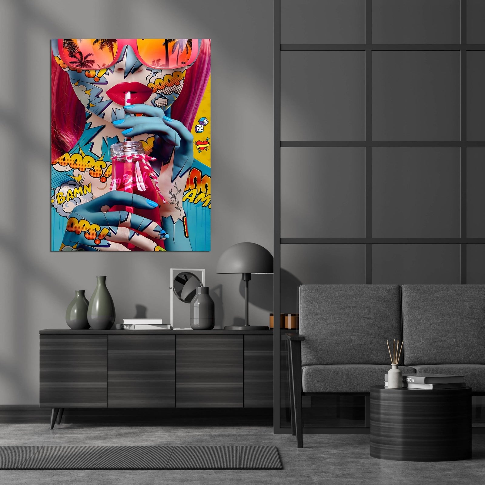 Tableau Pop Art Visage Femme Stickers - The Art Avenue