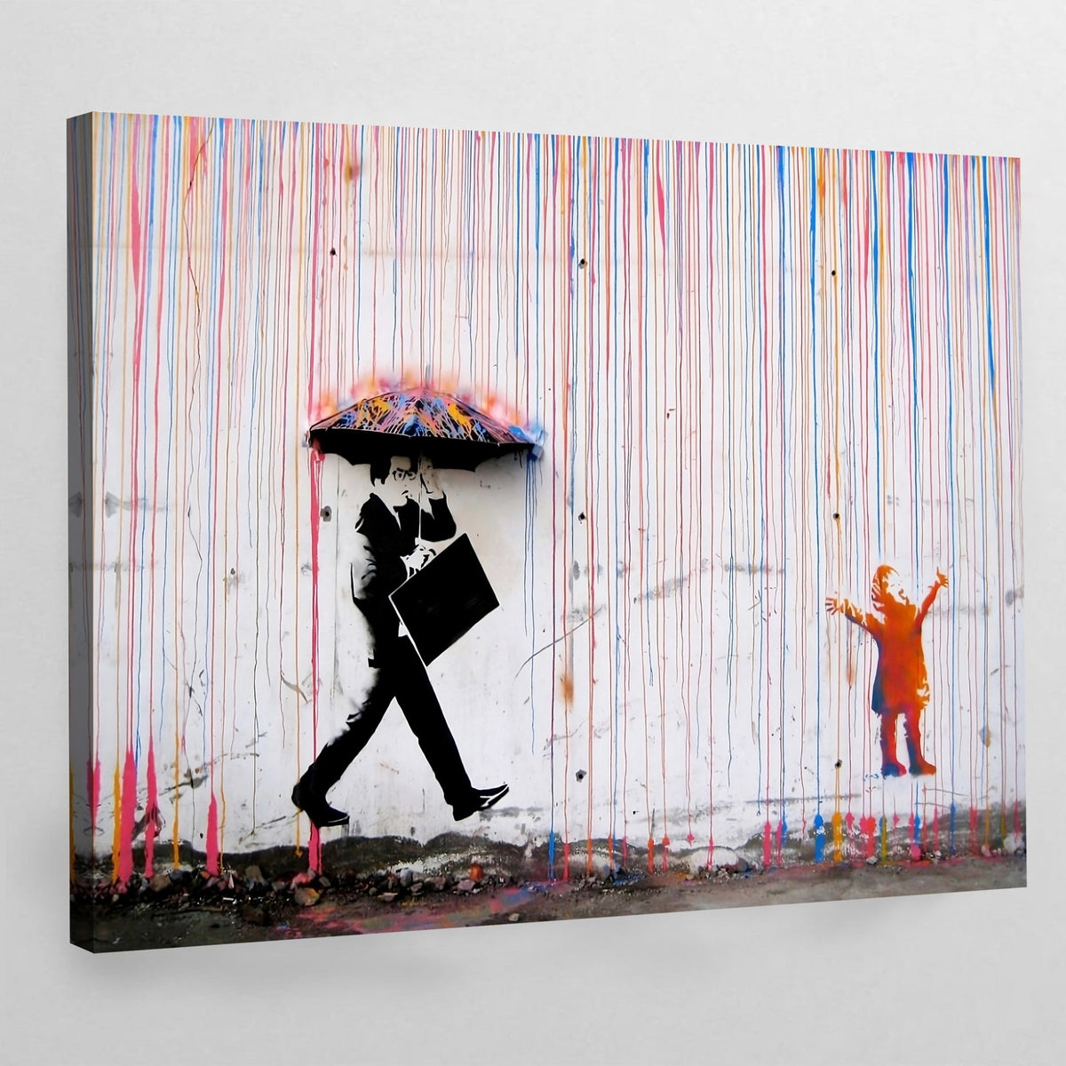Tableau Banksy Colored Rain - The Art Avenue
