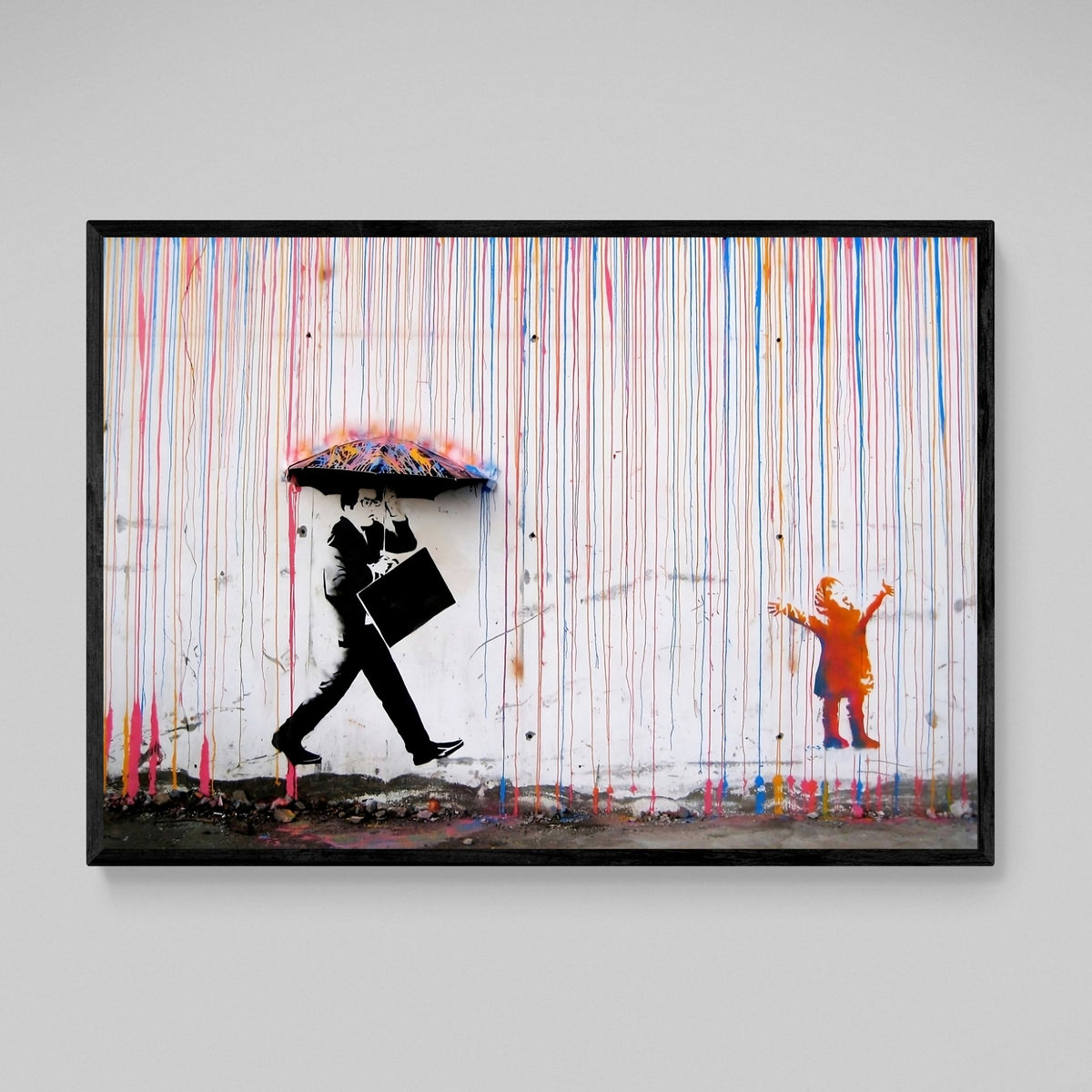 Tableau Banksy Colored Rain - The Art Avenue