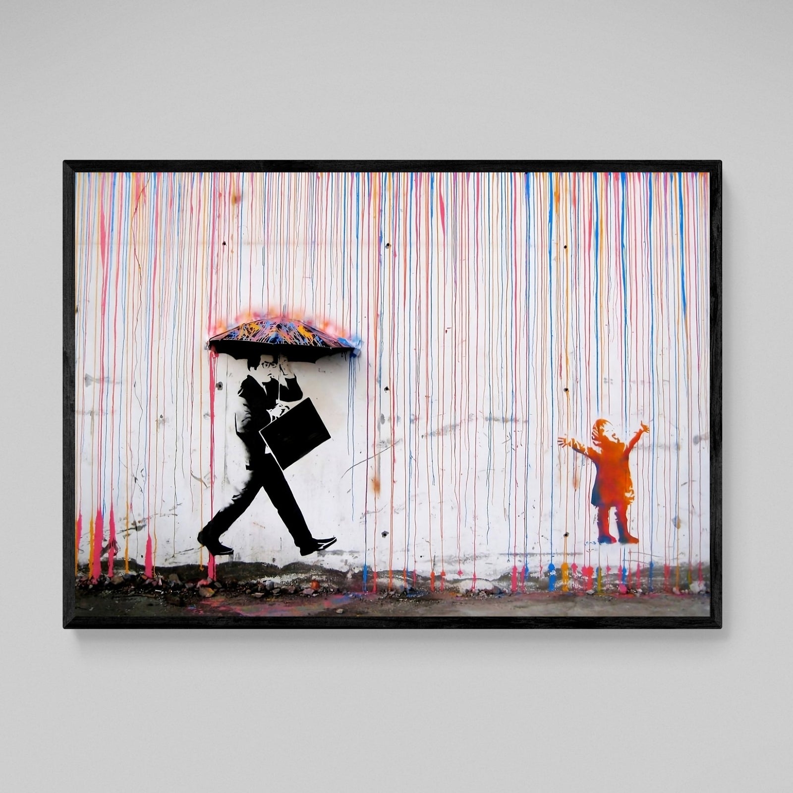 Tableau Banksy Colored Rain - The Art Avenue