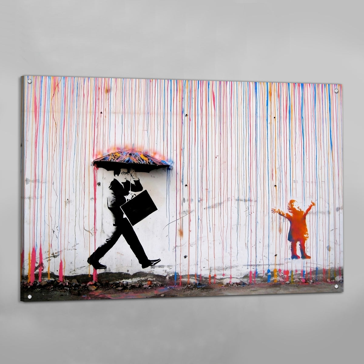 Tableau Banksy Colored Rain - The Art Avenue