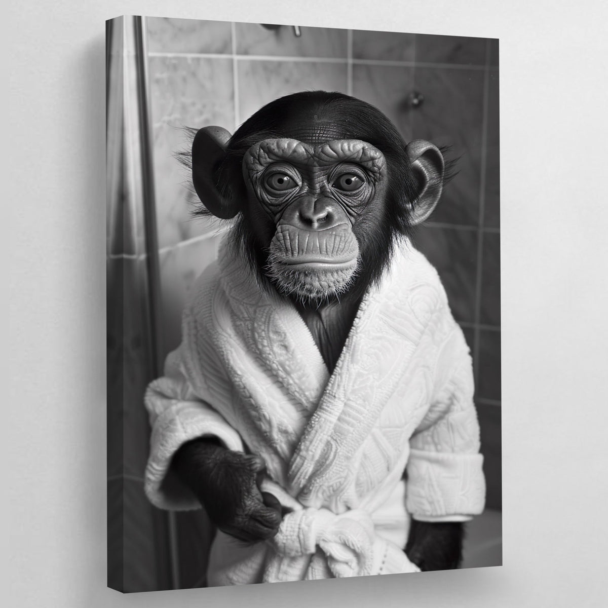 Tableau Bébé Singe Salle De Bain Noir et Blanc - The Art Avenue