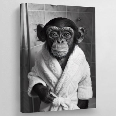 Tableau Bébé Singe Salle De Bain Noir et Blanc - The Art Avenue