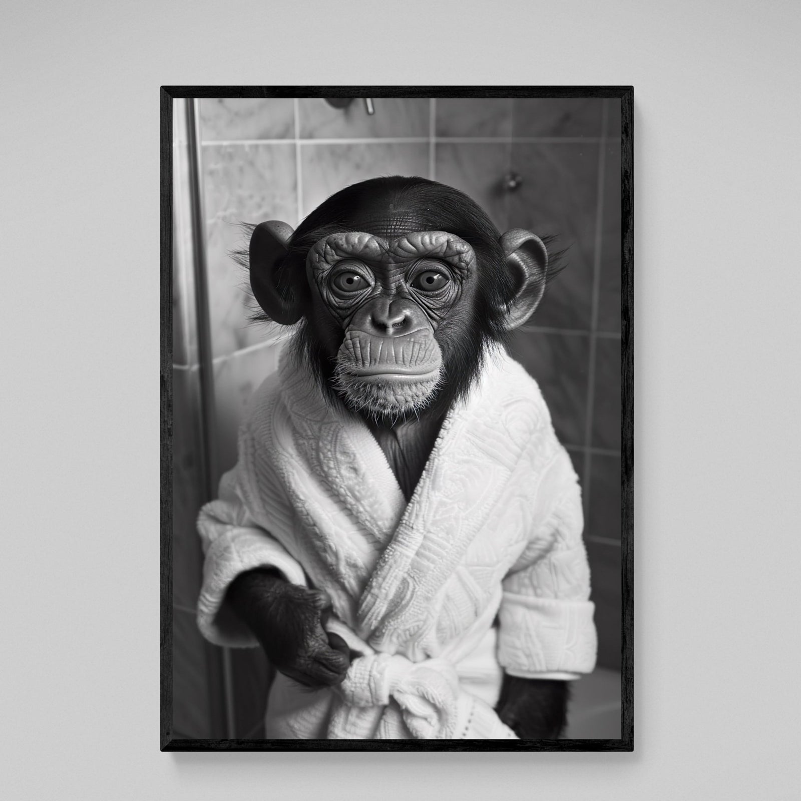 Tableau Bébé Singe Salle De Bain Noir et Blanc - The Art Avenue