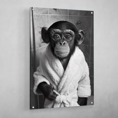 Tableau Bébé Singe Salle De Bain Noir et Blanc - The Art Avenue