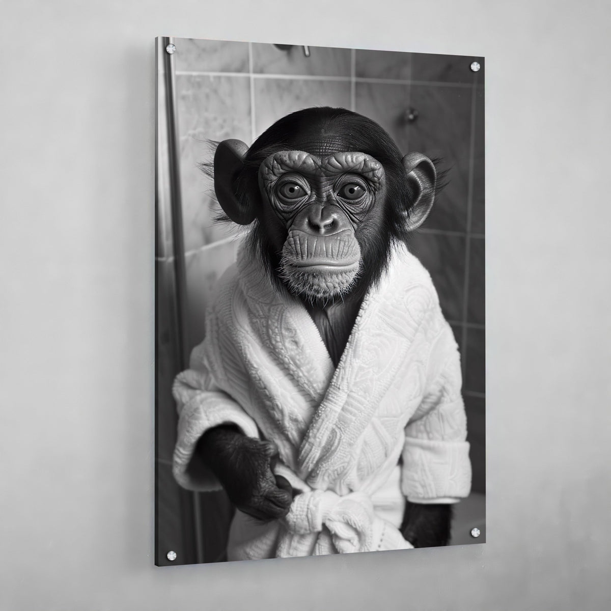 Tableau Bébé Singe Salle De Bain Noir et Blanc - The Art Avenue