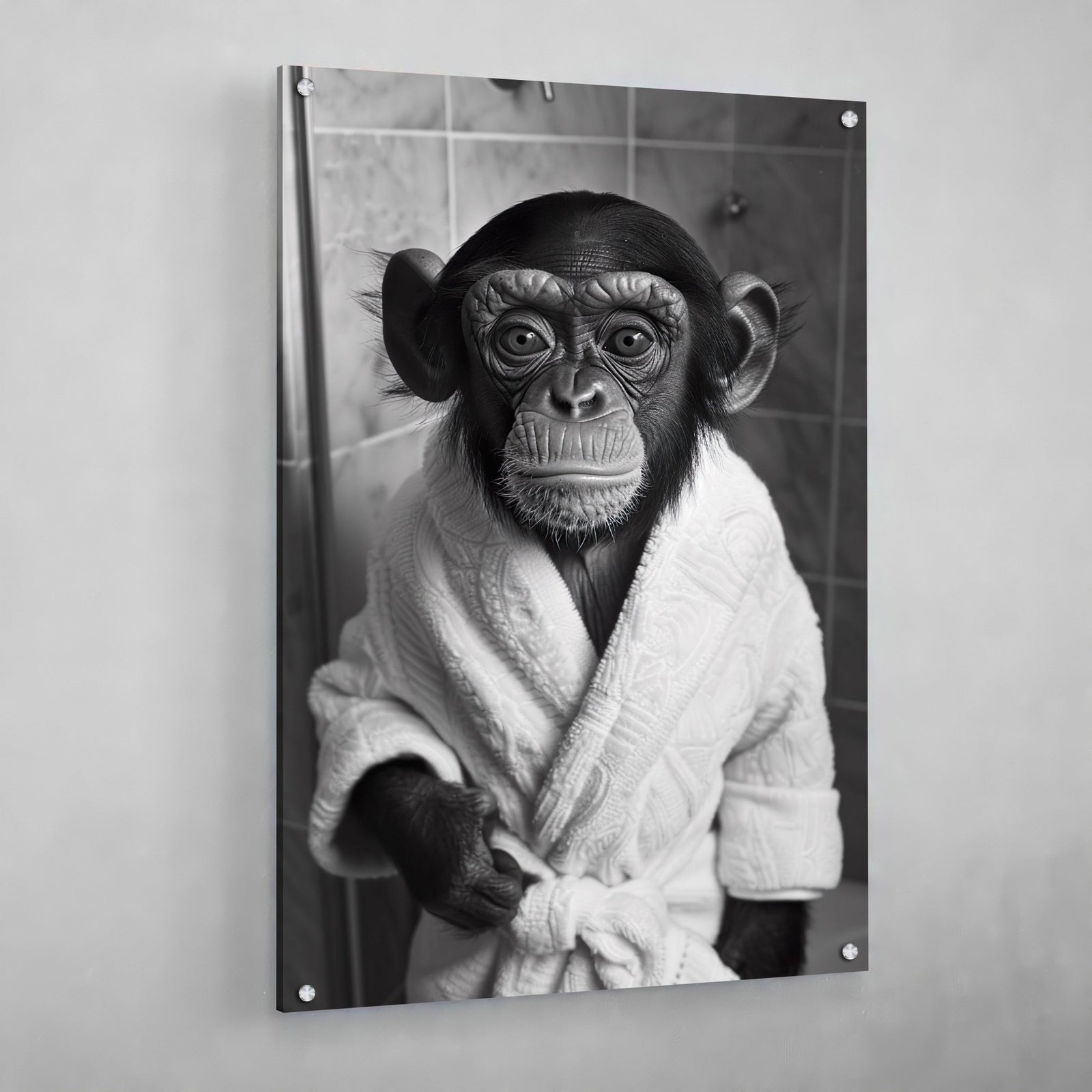 Tableau Bébé Singe Salle De Bain Noir et Blanc - The Art Avenue
